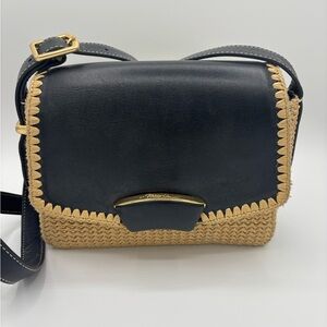 Black Leather and Tan rattan Crossbody Bag by: Phillip Lim Accessories
